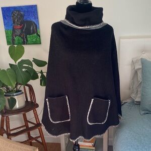 Steve Madden Black Poncho with White Trim